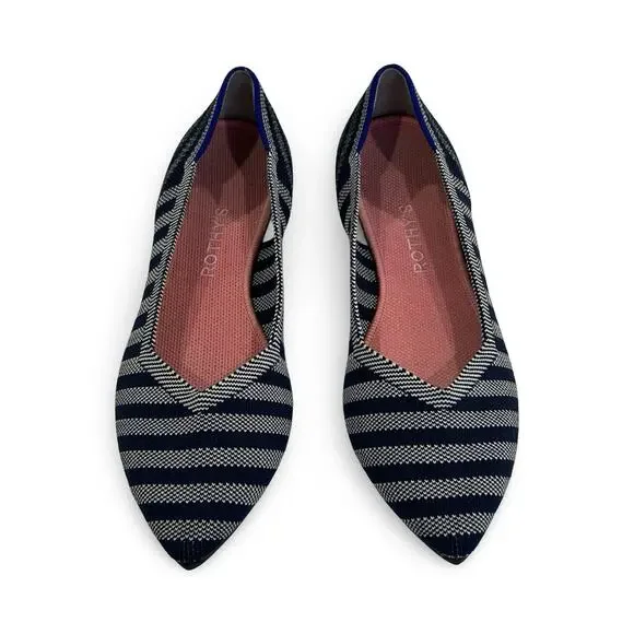 Rothys The Point Flats Womens Size 10 Blue Riviera Stripe Knit Pointed Toe - Picture 4 of 7